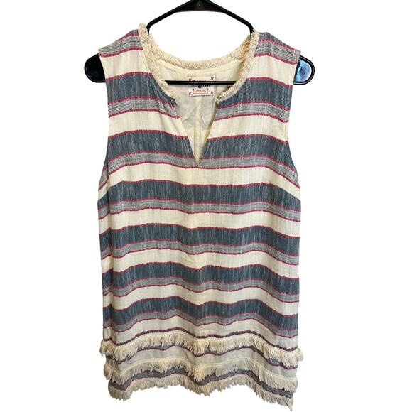 Holding Horses Anthropologie Size 12 Boho Frayed Tunic Sleeveless Dress - Picture 1 of 12